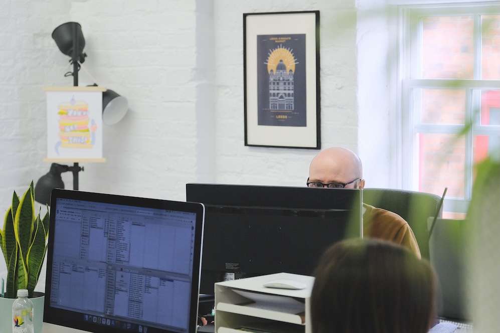 Matt Cochrane reviewing creative work during a motion design consultancy session